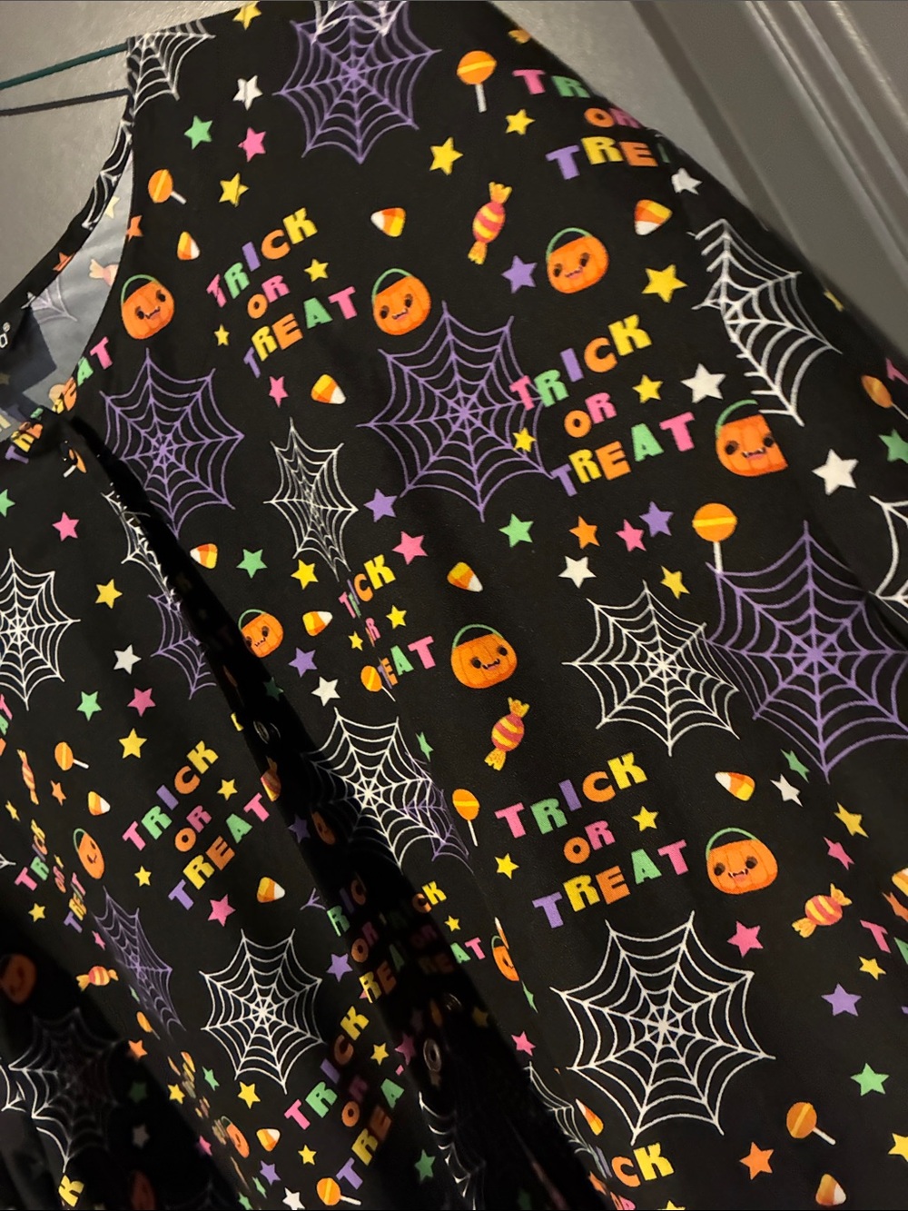 Halloween uniform jacket - Black with Orange & Purple Spiderweb Print - Picture 3 of 3